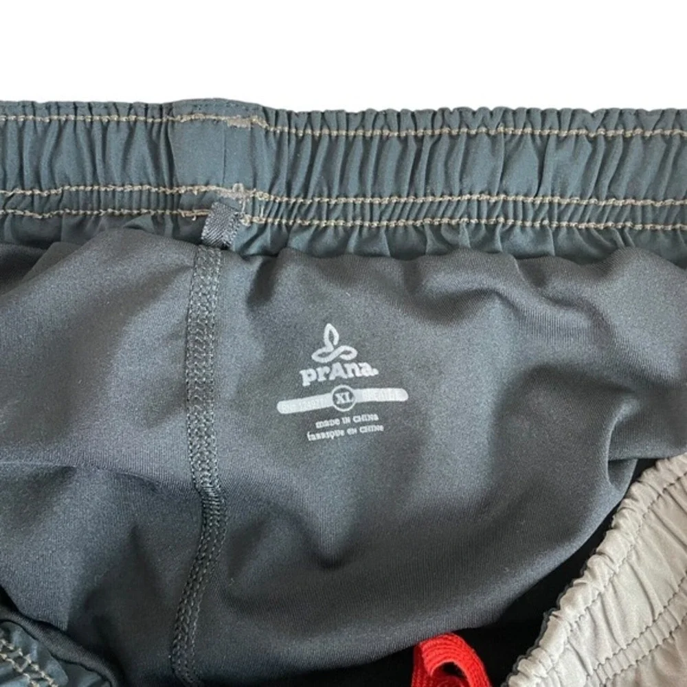 Prana Mens Flex Lined Athletic Shorts XL‎ Brown Stretch Elastic Waist Pockets